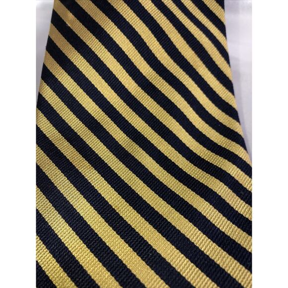 346 Brooks Brothers All Silk Neck Tie Repp Diagnol Stripes Gold Blue - Picture 2 of 5